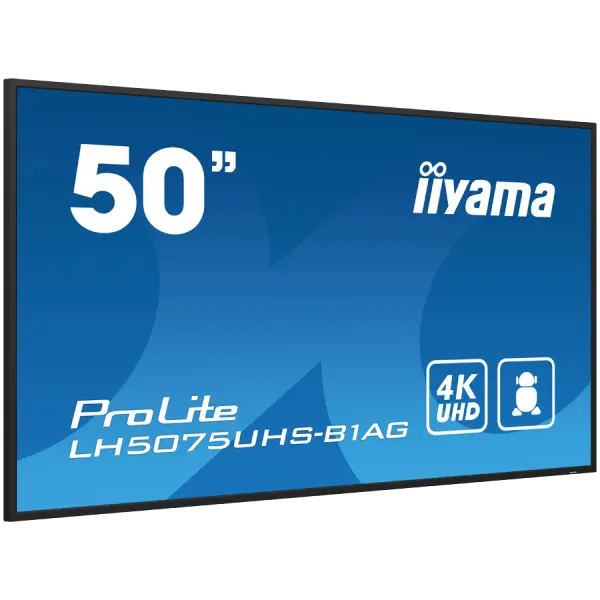 IIYAMA LFD LH5075UHS-B1AG 50'' 4K UHD VA 3840 x 2160 @60Hz 500 cdm˛ 5000:1 9.5ms Android 11 OS, iiSignage˛, FailOver, EShare landscape, port