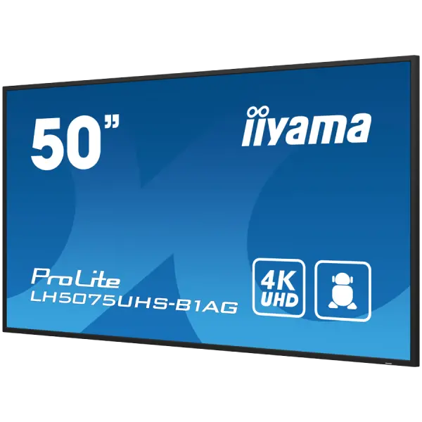 IIYAMA LFD LH5075UHS-B1AG 50'' 4K UHD VA 3840 x 2160 @60Hz 500 cdm˛ 5000:1 9.5ms Android 11 OS, iiSignage˛, FailOver, EShare landscape, port