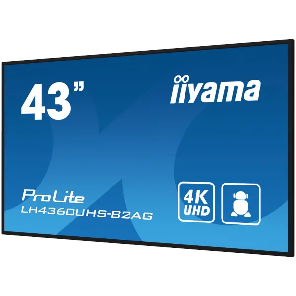 IIYAMA LFD LH4360UHS-B2AG 42.5'' VA 3840 x 2160 @60Hz  	500 cdm˛ 5000:1 8.5ms Android 11 OS, iiSignage˛, FailOver, EShare landscape, portrai