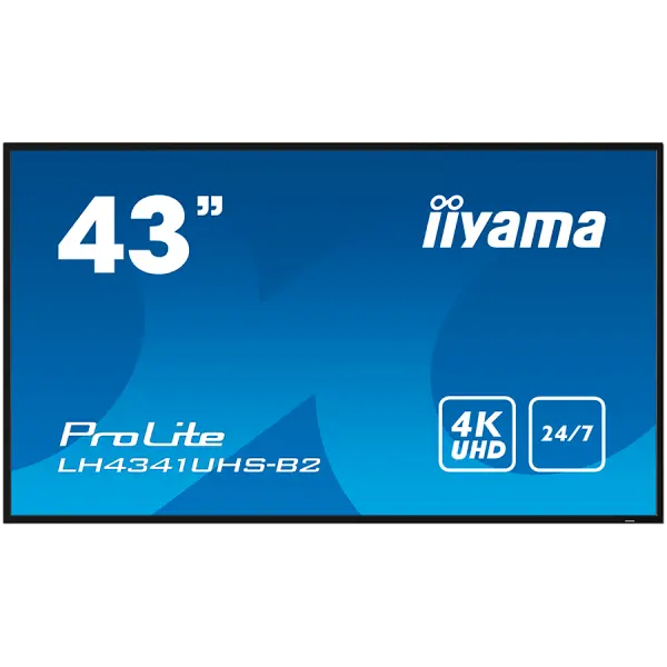 IIYAMA LFD LH4341UHS-B2 43'' Professional Digital Signage display with 4K UHD resolution and 247 3840x2160 16:9 500cd 1200:1 8ms landscape, 
