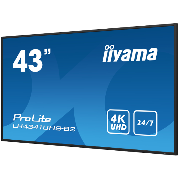 IIYAMA LFD LH4341UHS-B2 43'' Professional Digital Signage display with 4K UHD resolution and 247 3840x2160 16:9 500cd 1200:1 8ms landscape, 