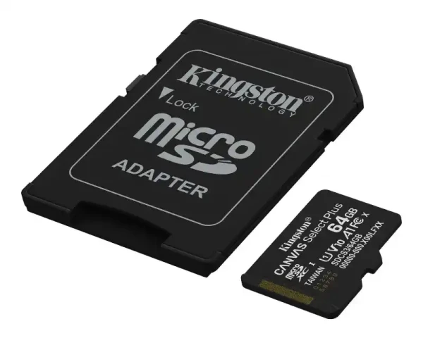Micro SD Card 64GB Kingston + SD adapter SDCS364GB class 10