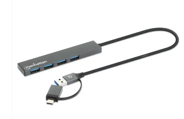 USB-CUSB-A HUB 4port Manhattan 181006 4xUSB-A 3.25GbpsCrni