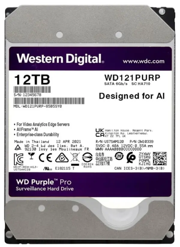 HDD 3.5 12TB WD121PURP WD Purple 24/7 7200RPM 256MB SATA3
