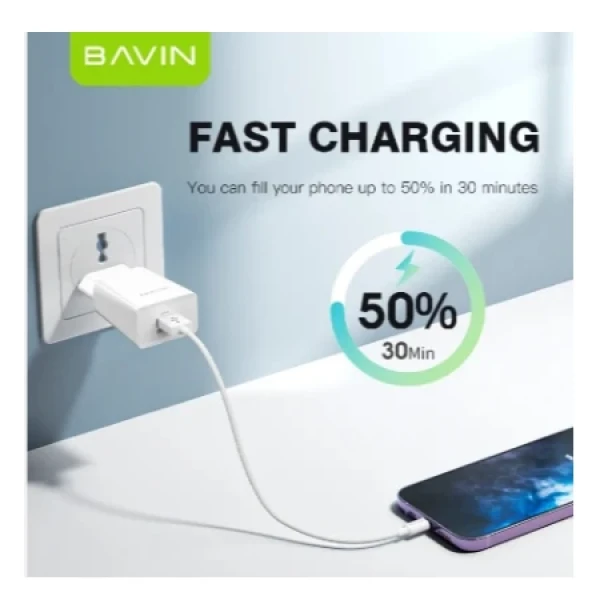Bavin punjač 2.4A USB-A + kabl type-C bela - PC895Y ( 90027 )