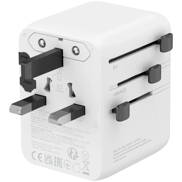 CANYON Travel Adapter OnTour 70 EUUKUSAUS 70W White ( CNS-TA70W1006W ) 