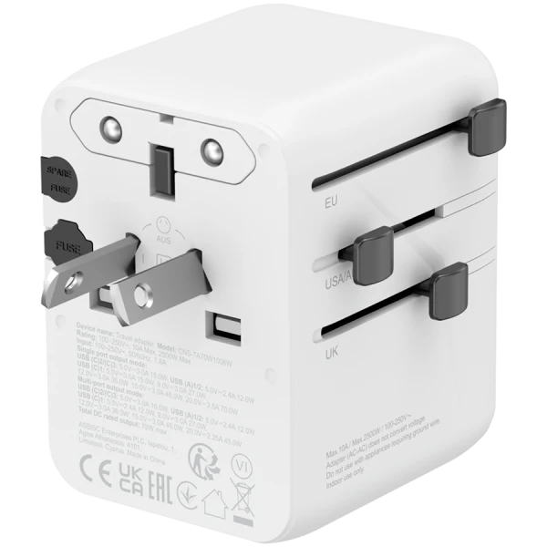 CANYON Travel Adapter OnTour 70 EUUKUSAUS 70W White ( CNS-TA70W1006W ) 
