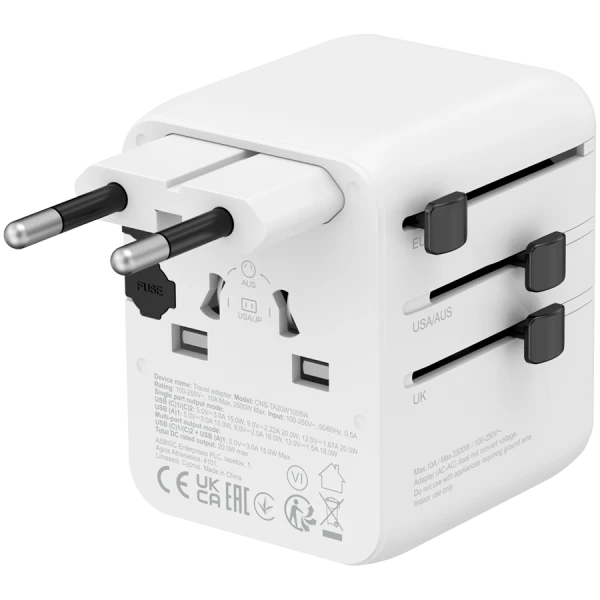 CANYON Travel Adapter OnTour 20 EUUKUSAUS 20W  White ( CNS-TA20W1005W ) 