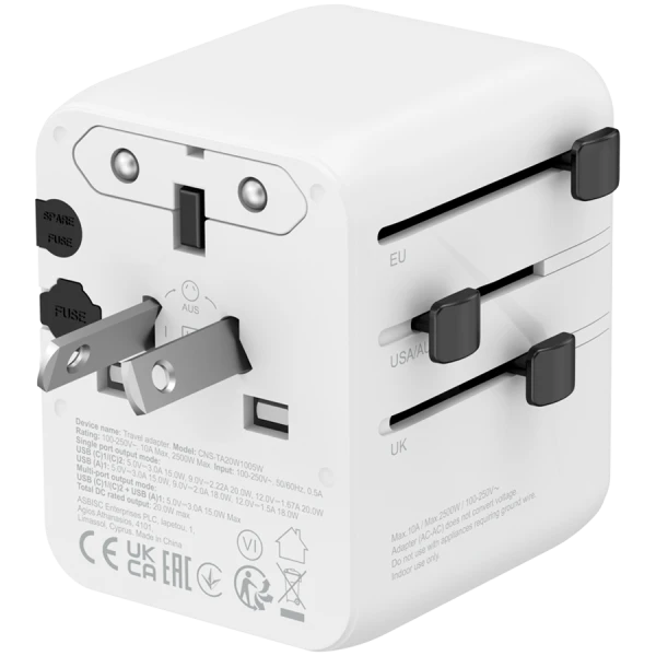 CANYON Travel Adapter OnTour 20 EUUKUSAUS 20W  White ( CNS-TA20W1005W ) 