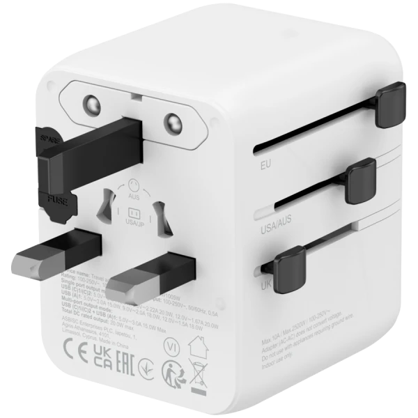 CANYON Travel Adapter OnTour 20 EUUKUSAUS 20W  White ( CNS-TA20W1005W ) 