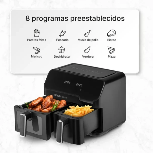AirFryer Ufesa Stormbezuljnadupla posudazapremina 9L(5.5L+3.5L)8 programa