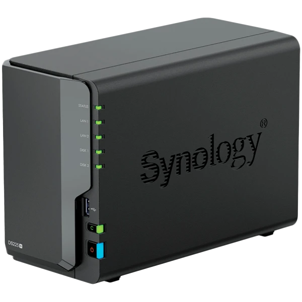 Synology DS225+, Tower, 2-bays 3.5 SATA HDDSSD, CPU Inte Celeron J4125 4-core (4-thread) 2.0 GHz, burst up to 2.7 GHz, 2 GB DDR4 non-ECC (e