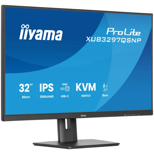 32'' IPS panel, 2560x1440, 350 cdm2, USB-C Dock (LAN95W PDDP-OUT, KVM), USB 3x3.2+1xC, 1ms MPRT, 15cm height adj stand, HDMI, DisplayPort, S