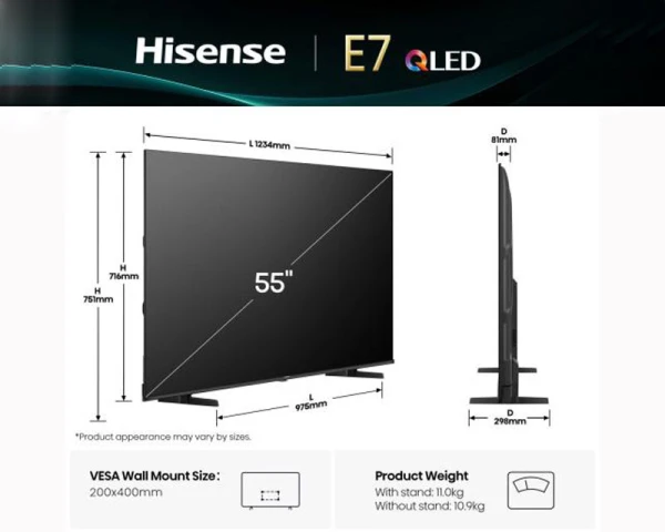 HISENSE 55 inča 55E7Q QLED 4K UHD Smart TV 