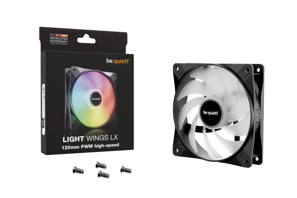 LIGHT WINGS LX 120mm PWM high-speed, 2100 rpm, Noise level 30.9 dB, 4-pin connector, Airflow (61.8 cfm / 105.1 m3/h), ARGB lighting, 16 LED
