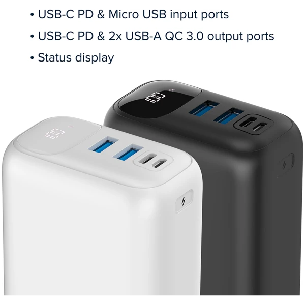 CANYON PB - 301, Power bank 30000mAh Li-poly battery, Input Micro: DC5V2A, 9V2A Input Type c PD : DC5V3A, 9V2A, Output Type C  PD:5V3A,9V2.