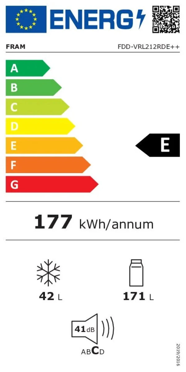 Kombinovani frižider Fram FDD-VRL212RDE+ 212l55x145crveni