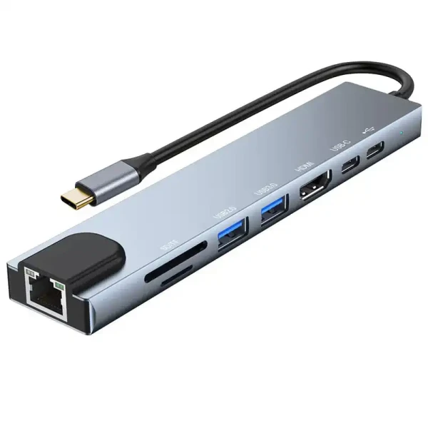 Kettz Tip C HUB KT-801G 81 4K HDMI USB*2 SDTF USB-CPD LAN