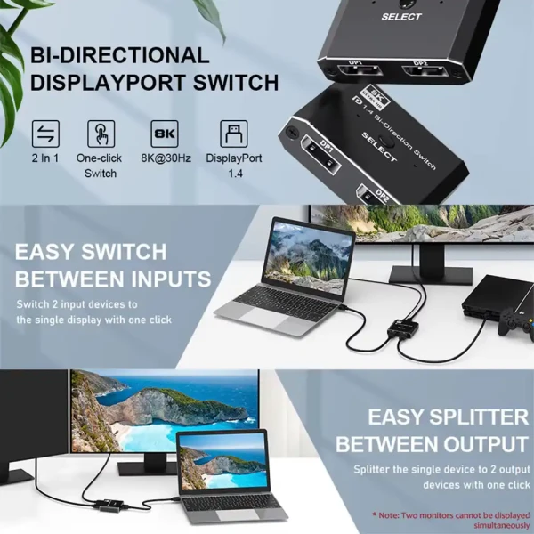 Kettz KT-DP201 Displayport Switch V1.4 2in1 out  1in2 out