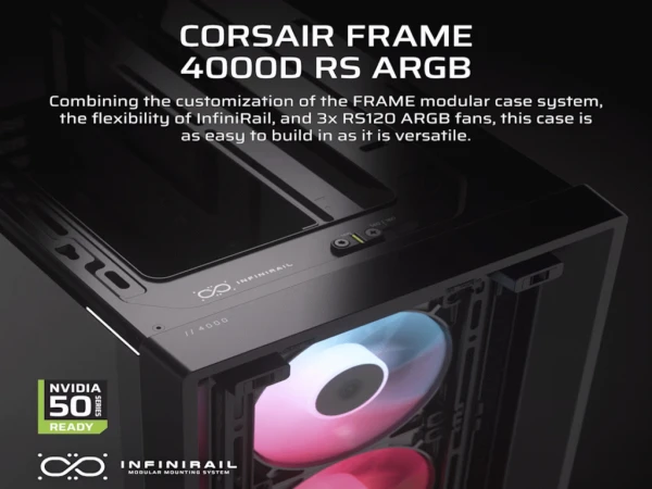 Kucište CORSAIR FRAME 4000D RS ARGB Mid-TowerATXkaljeno staklobez napajanjacrna' ( 'CC-9011296-WW' ) 