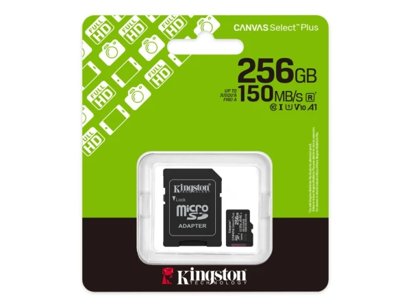KINGSTON Memorijska kartica U1 V10 SDXC 256GB Canvas Select Plus G3 150R SDCS3256GB + adapter 