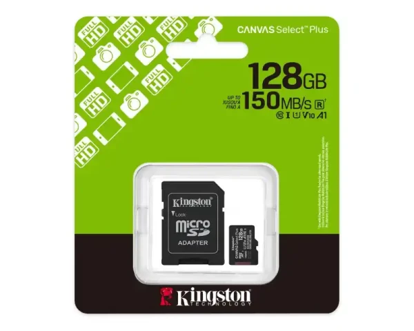 Micro SD Card 128GB Kingston + SD adapter SDCS3128GB class 10