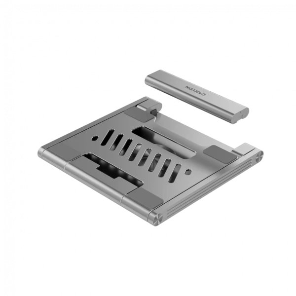 Canyon Laptop stands with hub, TYPE C F to HDMI2.0+2USB3.0+USBC3.0+RJ45+PD, TYEP C TO C cable 1m white with Emarker: HUSB332A, Material: Al