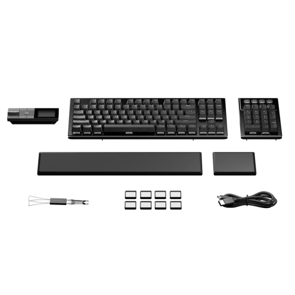 DARK MOUNT Silent Tactile Gaming Keyboard, be quiet! Silent Tactile Mechanical Switches, 8 Customizable Display Keys, Hot-swappable Numpad 