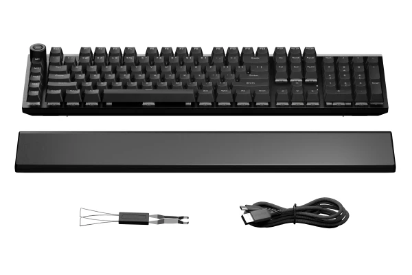 LIGHT MOUNT Silent Linear Gaming Keyboard, be quiet! Silent Linear Mechanical Switches, Aluminum 3D Media Wheel, 5 Macro or Multimedia keys