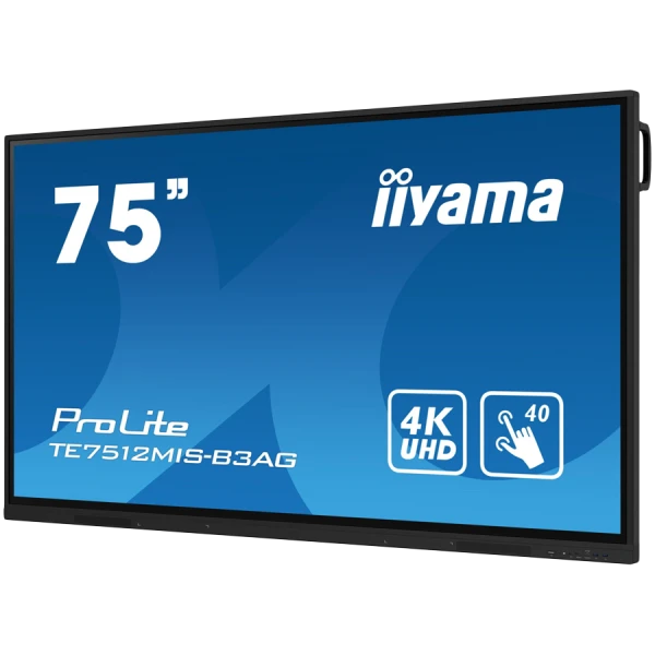 IIYAMA PROLITE TE7512MIS-B3AG 75'' Interactive 4K UHD Touchscreen elevating interactive collaboration 3840 x 2160 IPS 1200:1 8ms 40, 5pt wri