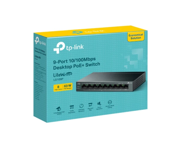 TP-LINK_ LS109P(UN) 9-Port 10100Mbps Desktop Switch sa 8-Portova PoE+ 