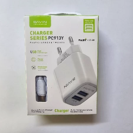 Bavin punjač 2.4A 2xUSB-A + kabl type-A na type-C bela ( 90021 )