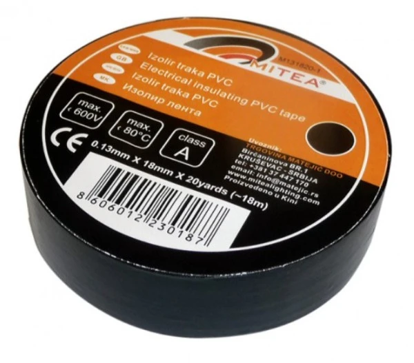 Izolir traka PVC crna 0.13mmX18mmX20yard M131820-1