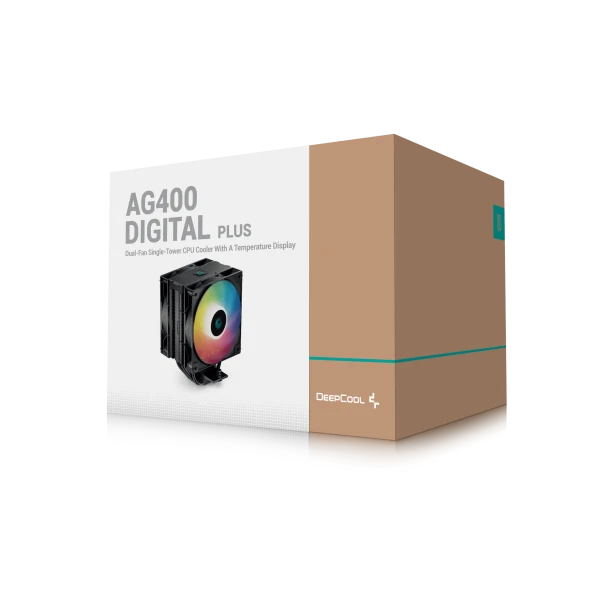 DeepCool AG400 DIGITAL PLUS 4xHeat Pipe, Real-Time CPU Screen, 220W 2x120mm 2100rpm 76CFM, Intel/AMD