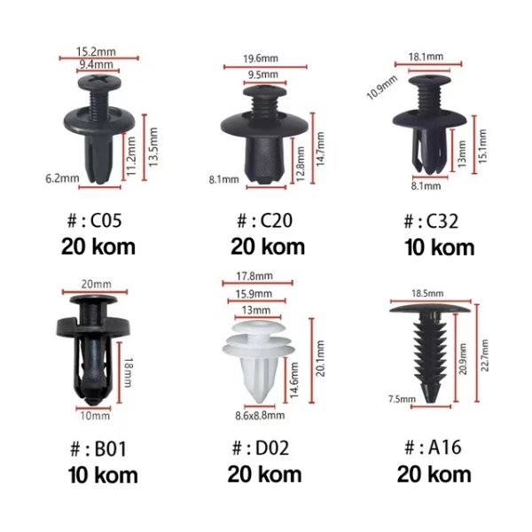 Set kopci i zabica za auto, plastika, crni
