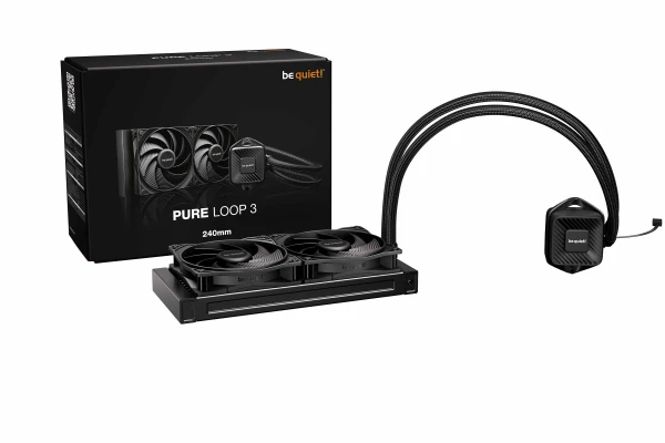 PURE LOOP 3, 240mm [LGA-1851 & AM5], PWM pump, Two Pure Wings 3 PWM fan 120mm, Flexible sleeved tubes, Easy-to-access refill port, Mounting