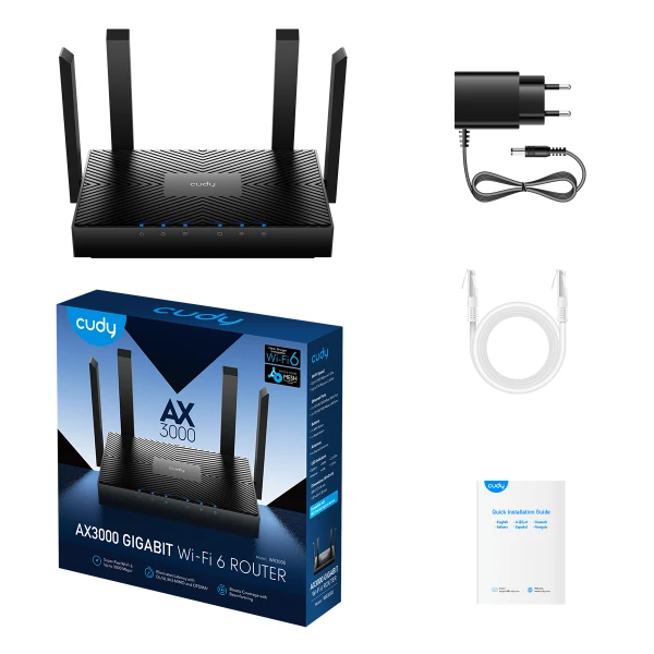 Cudy SET * WR3000 AX3000 Dual Band 2.4+5Ghz MESH  Ruter + M3000 1-pack AX3000 Dual Band MESH (8199)