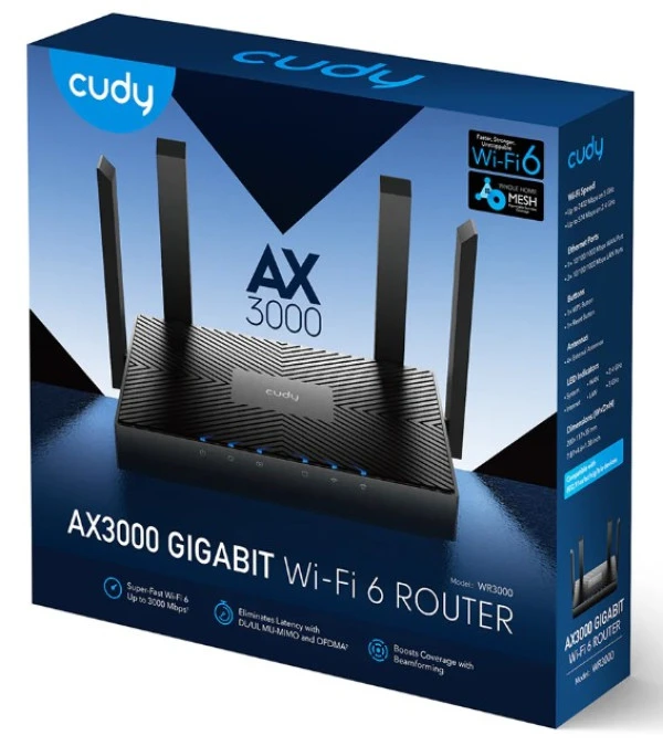 Cudy SET * WR3000 AX3000 Dual Band 2.4+5Ghz MESH  Ruter + M3000 1-pack AX3000 Dual Band MESH (8199)