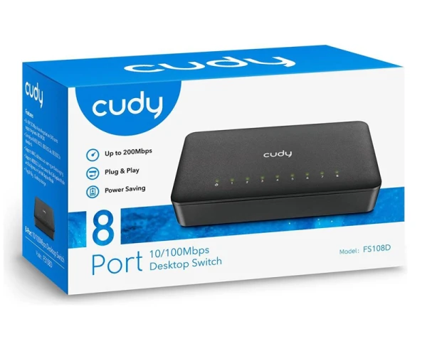 Cudy FS108D LAN 8-Port 10/100 Switch auto-negotiation RJ45 ports