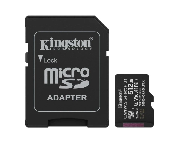 KINGSTON Memorijska kartica U1 V10 SDXC 512GB Canvas Select Plus G3 150R SDCS3512GB + adapter 