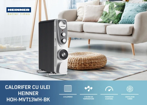 Uljani radijator HEINNER HOH-MVT13WH-BK 13rebara2500W+ventilator 400W