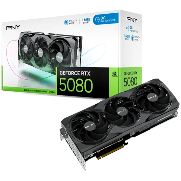 PNY Video Card NVidia GeForce RTX 5080 16GB Overclocked Triple Fan DLSS 4 ( VCG508016TFXPB1-O ) 