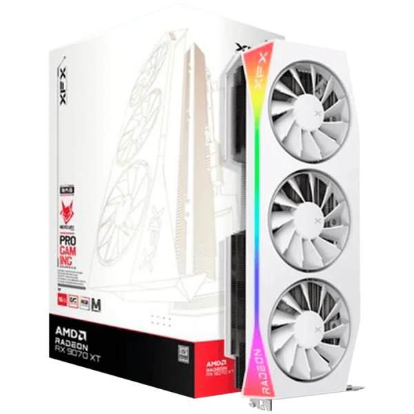 XFX Mercury AMD Radeon RX 9070XT OC White Magnetic Air Edition with RGB 16GB GDDR6 HDMI 3xDP, AMD RDNA 4 ( RX-97TMARGW9 ) 