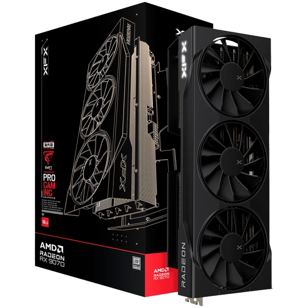 XFX Swift AMD Radeon RX 9070 OC Triple Fan Gaming Edition with 16GB GDDR6 HDMI 3xDP AMD RDNA 4 ( RX-97SWFB3B9 ) 