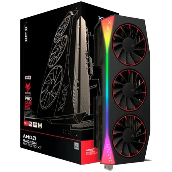 XFX Mercury AMD Radeon RX 9070XT OC Magnetic Air Edition with RGB 16GB GDDR6 HDMI 3xDP, AMD RDNA 4 ( RX-97TMARGB9 ) 