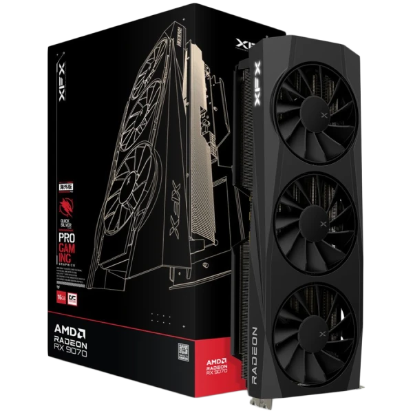 XFX Quicksilver AMD Radeon RX 9070 OC Gaming Edition with 16GB GDDR6 HDMI 3xDP, AMD RDNA 4 ( RX-97QICKBB9 ) 
