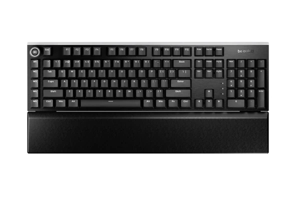 LIGHT MOUNT Silent Tactile Gaming Keyboard, be quiet! Silent Tactile Mechanical Switches, Aluminum 3D Media Wheel, 5 Macro or Multimedia ke