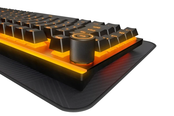 LIGHT MOUNT Silent Tactile Gaming Keyboard, be quiet! Silent Tactile Mechanical Switches, Aluminum 3D Media Wheel, 5 Macro or Multimedia ke