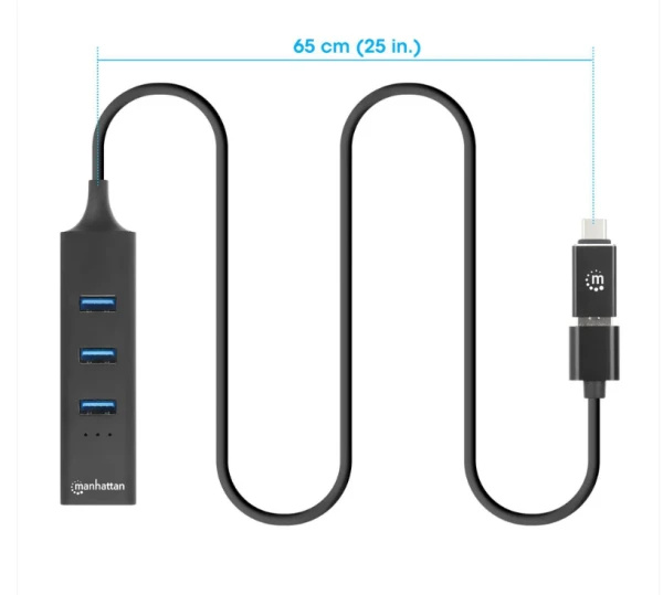 USB HUB 3port Manhattan 180894 USB-AC 3xUSB 3.2 5Gbps1xGLAN 5Gbpssivi