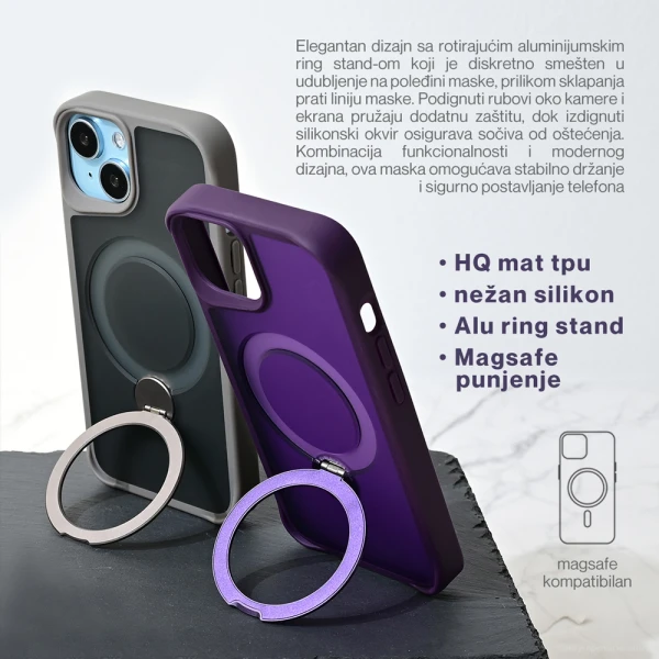 Torbica Magsafe Ring Stand za iPhone 16 Pro Max 6.9 ljubicasta